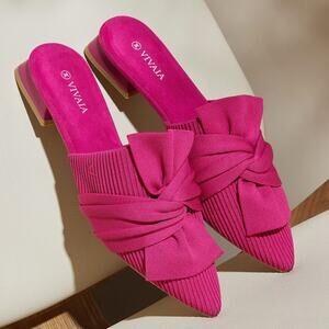 Vivaia Yaffa Pointed Knot Pitaya Sandals Old Money Knit Breathable Comfort 8